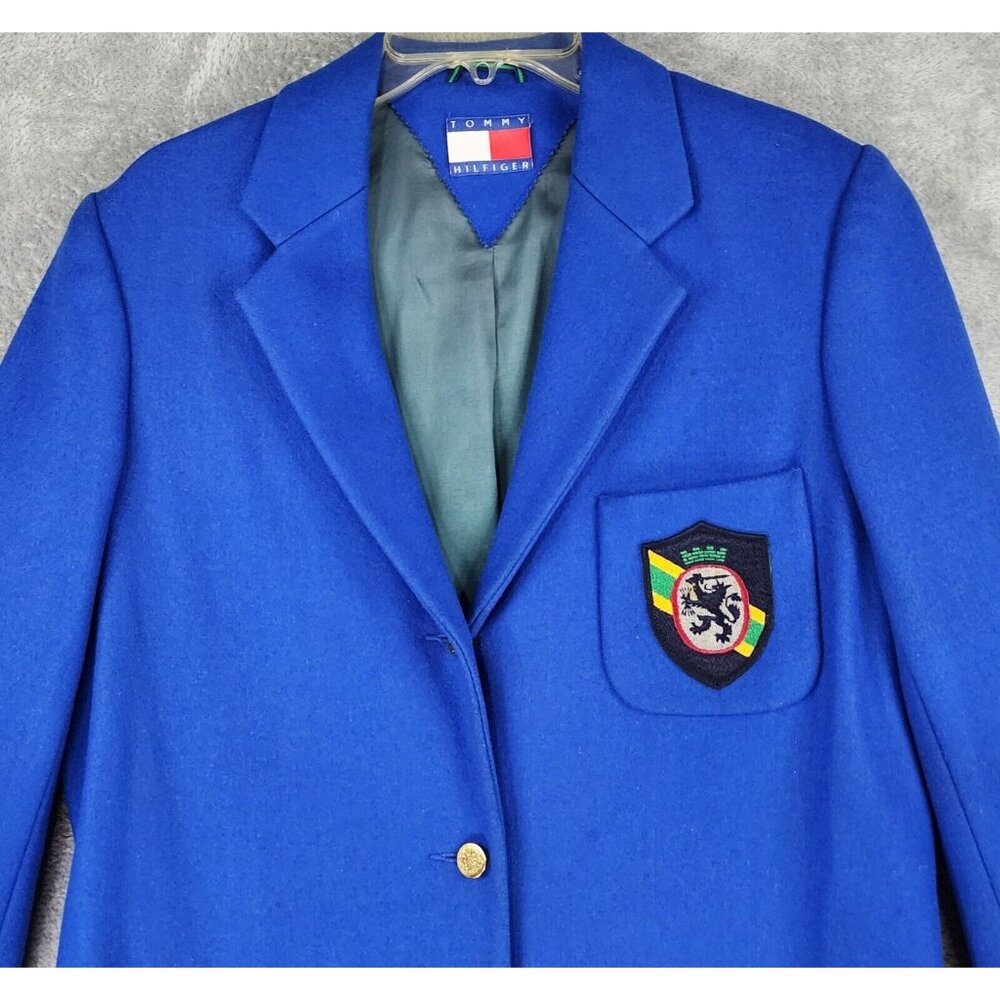 Tommy Hilfiger Blazer Womens Small Blue Wool Blend Vintage Preppy Sports Coat - Picture 7 of 13